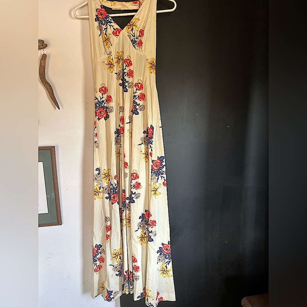 Vintage 70's Floral Maxi Halter Dresss Size XS/S
